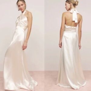 Reformation VERIA White Ivory Silk Halter Gown Dress Wedding Gown 2 - with tags